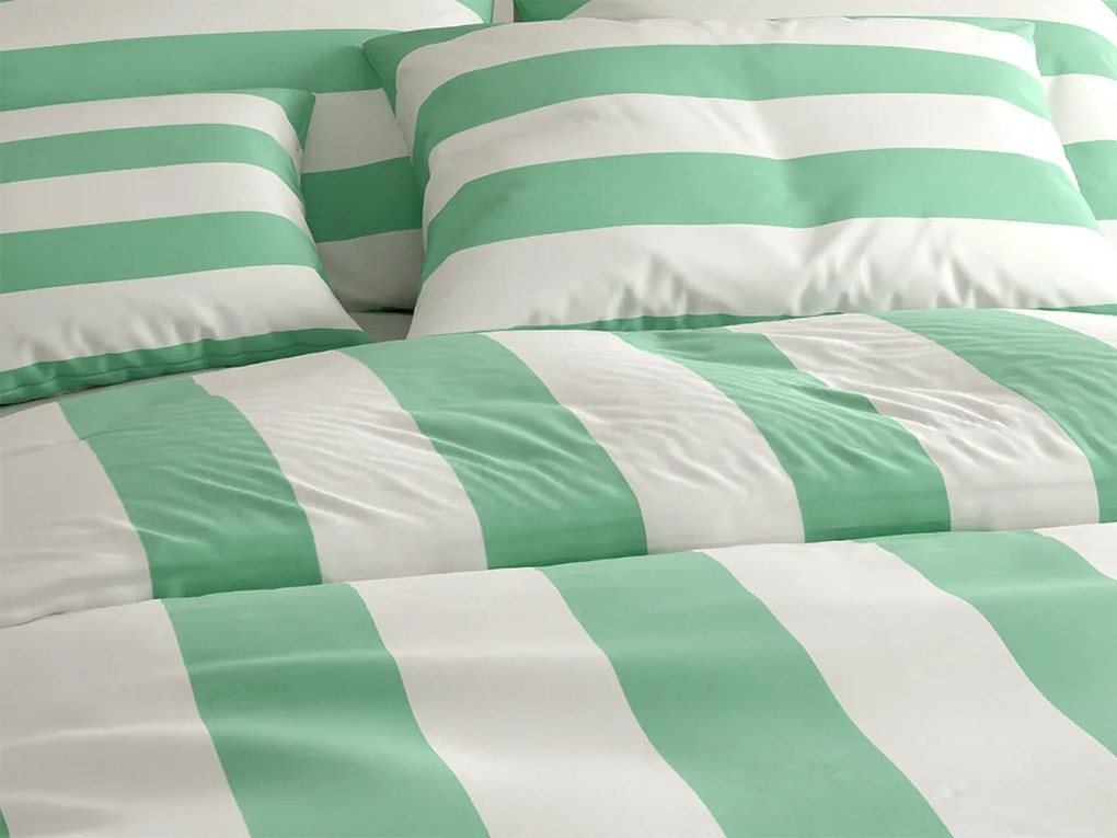 Lenjerie de pat din bumbac STRIPES alb-verde Dimensiune lenjerie de pat: 70 x 90 cm | 140 x 200 cm