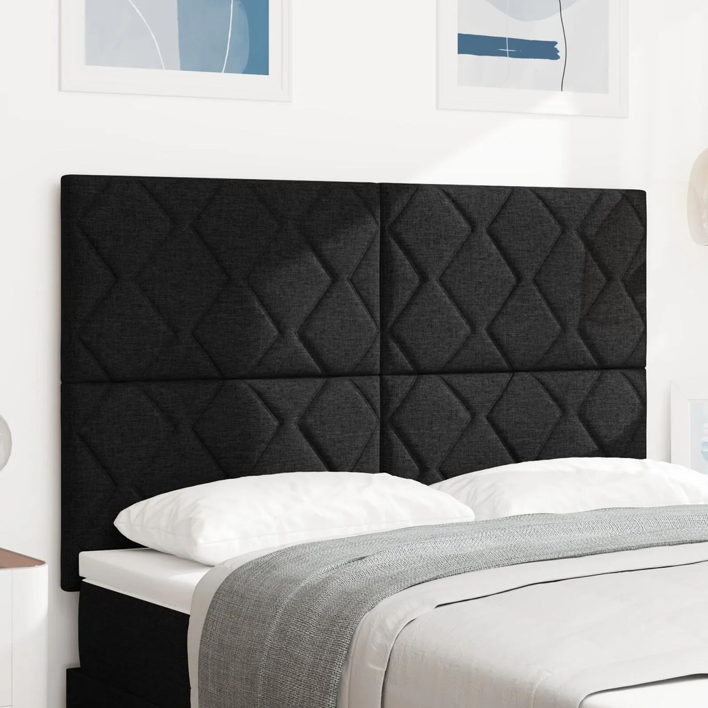vidaXL Tăblie din Țesătură Geometric Manual Negru 140 cm țesătură