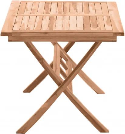 Masa pentru gradina dreptunghiulara din lemn de tec pliabila cu suport pentru umbrela 135x85x75 cm maro