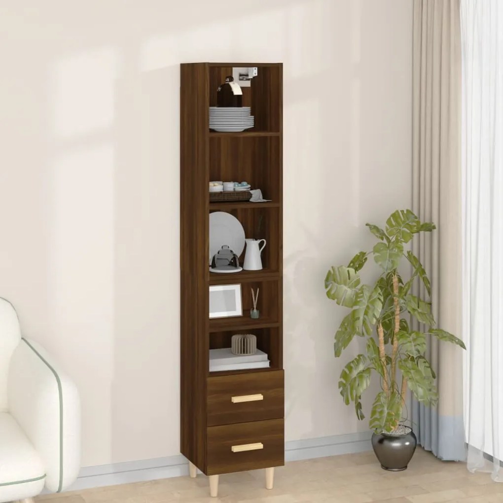3115571 vidaXL Dulap înalt, stejar maro, 34,5x34x180 cm, lemn prelucrat
