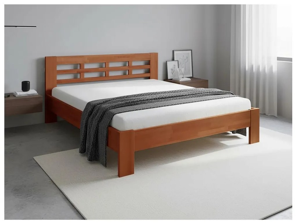 Pat dublu din lemn masiv ANGELA 180x200 cm prune