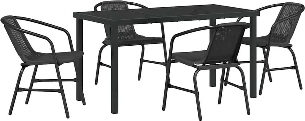 vidaXL Set de masă pentru grădină 5 pcs Negru