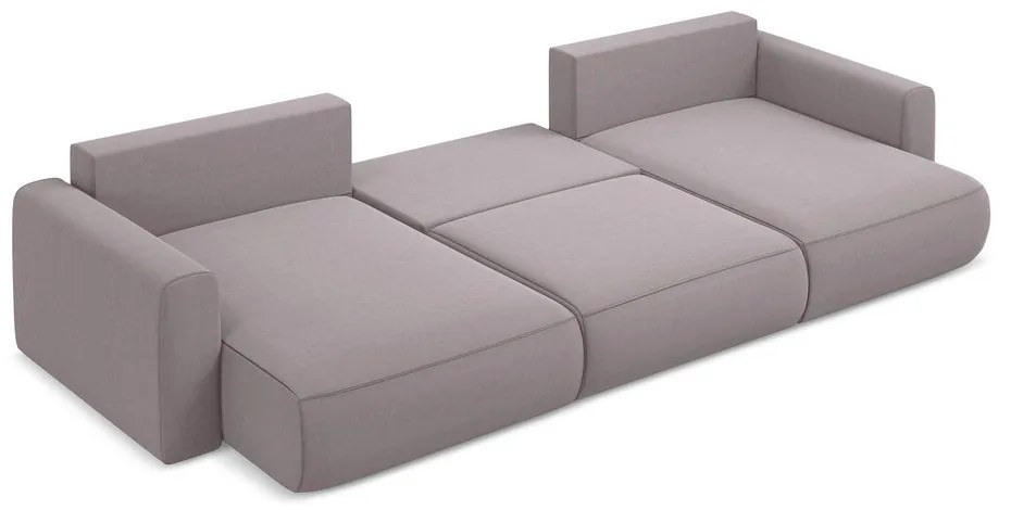 Colțar mov lavandă extensibil/cu spațiu de depozitare cu tapițerie din catifea (în formă de "U") Kapua – Makamii