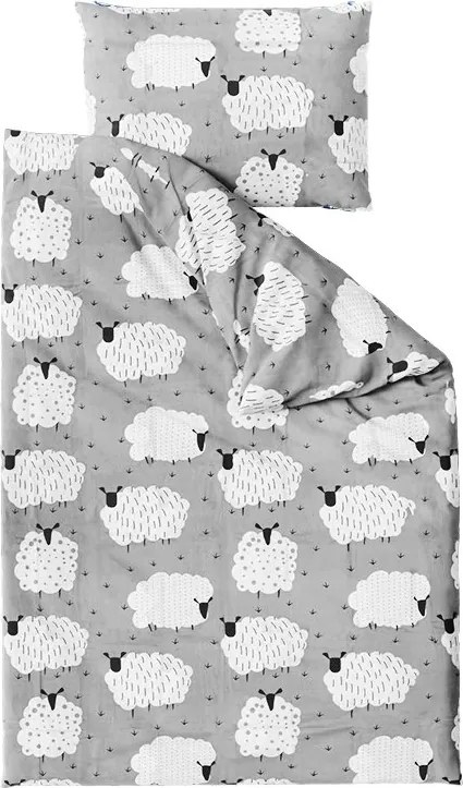 Lenjerie de pat creponata WHITE SHEEPS POLY gri Dimensiune lenjerie de pat: 70 x 90 cm | 140 x 220 cm