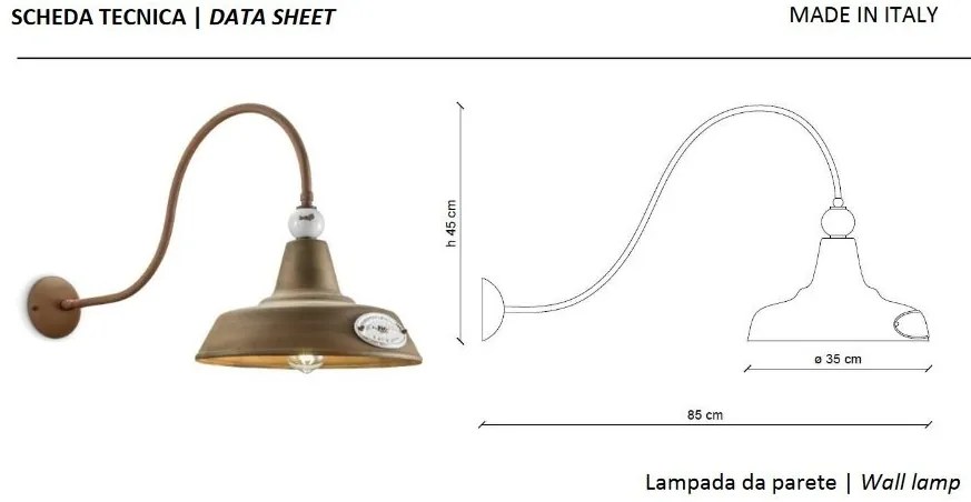 Aplica design retro realizata manual din ceramica si metal GRUNGE