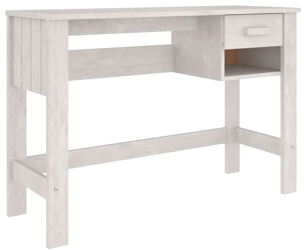 340457 vidaXL Birou „HAMAR”, alb, 110x40x75 cm, lemn masiv de pin