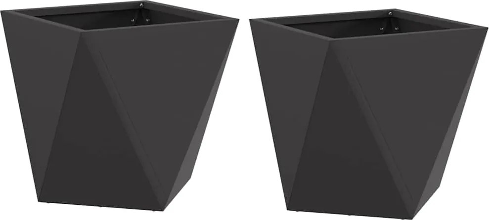 vidaXL Jardinieră 2 pcs Negru 30 x 30 x 30 cm Oțel
