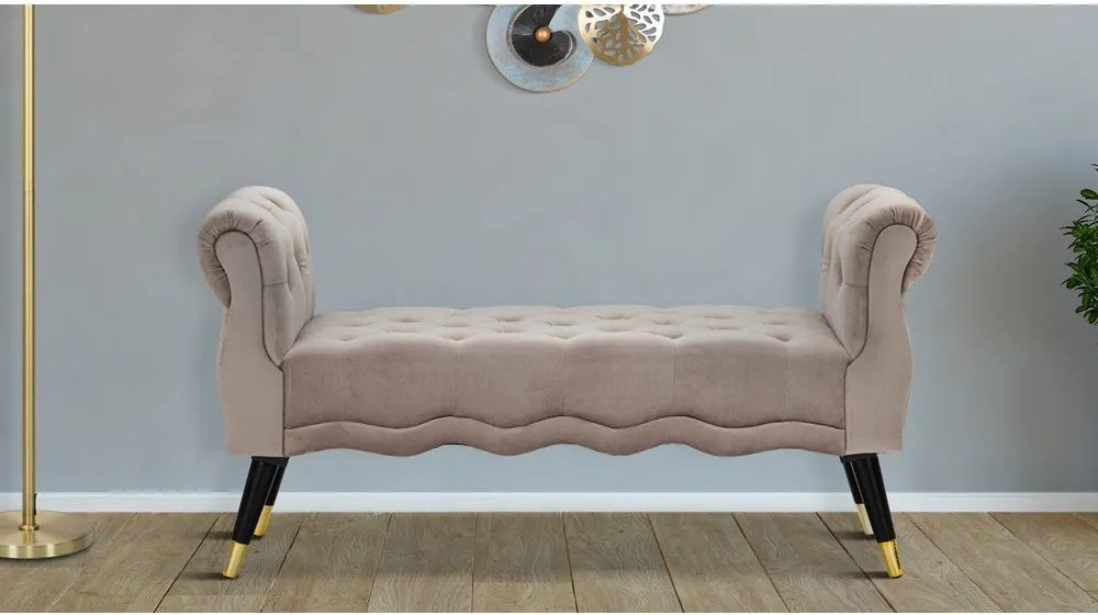 Bancă taupe cu tapițerie din catifea Paris – Mauro Ferretti