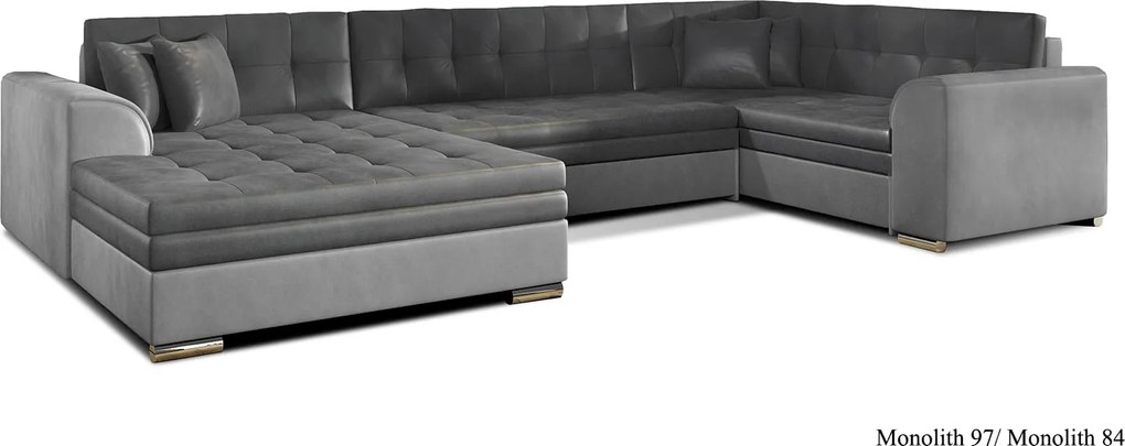 Colțar lemn masiv Formă U Extensibil Damasc 340x190cm Personalizabil - Monolith 97 + Monolith 84, Dreapta