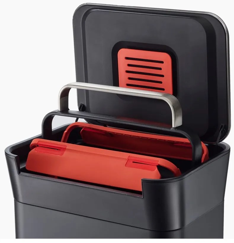 Coș de gunoi negru cu pedală din oțel 30 l Titan – Joseph Joseph