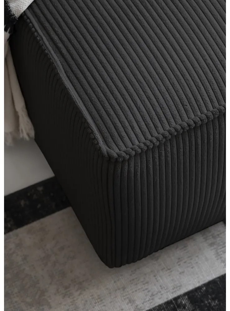 Colțar gri antracit extensibil cu tapițerie din catifea reiată (cu colț pe partea stângă ) Brave Dave – Miuform