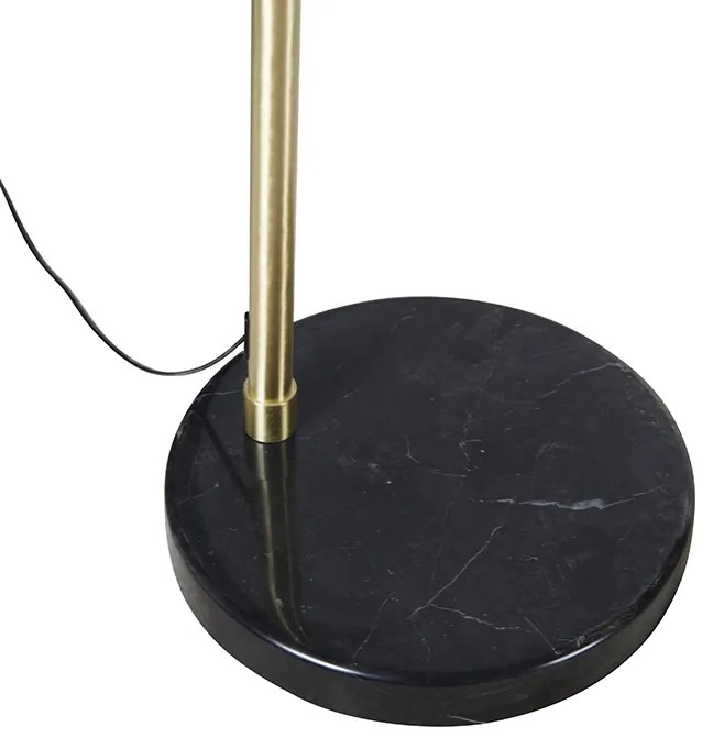 Lampa de podea arcuită modernă din alamă cu bază din marmură și abajur negru 32,5 cm - XXL