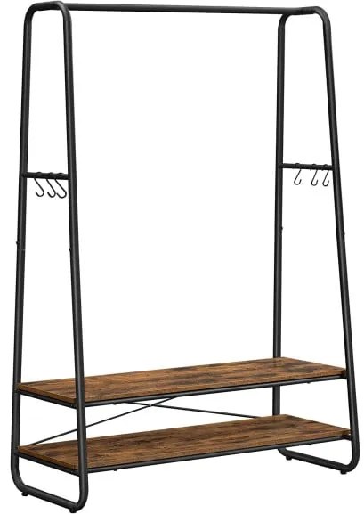 Suport Pentru Haine Cu 2 Rafturi, Maro Vintage Si Negru, 100 Cm