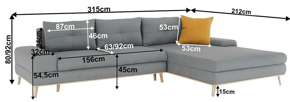 Coltar stanga Culoare Gri / Mustar, PANOS Varianta de colt: Colt Stanga