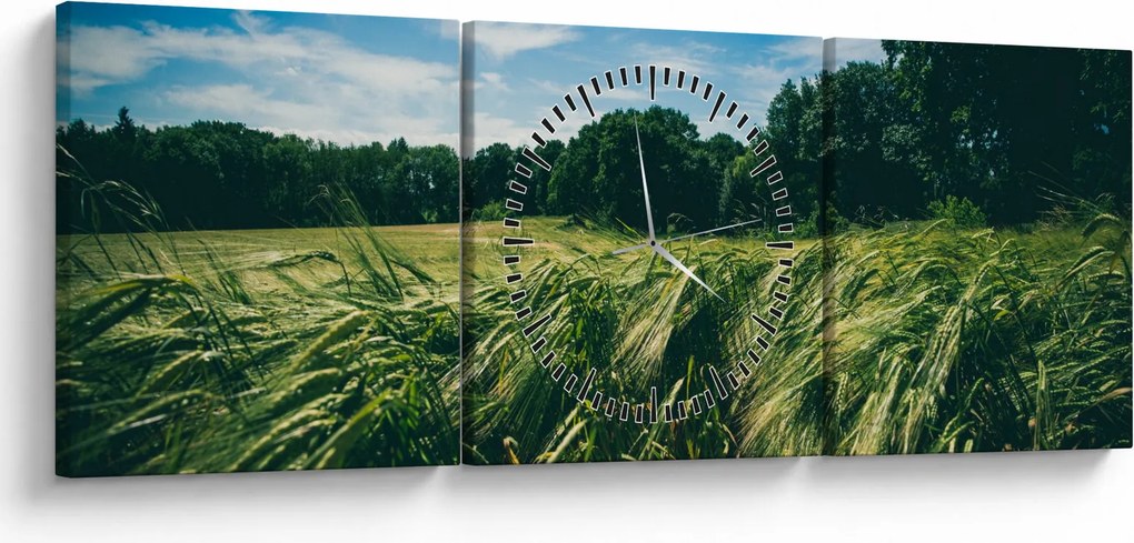 Tablou cu linca și pădure (cu ceas) (90x30 cm)