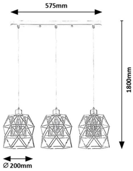Lustră pe cablu EMRYS 3xE27/40W/230V Rabalux 72113