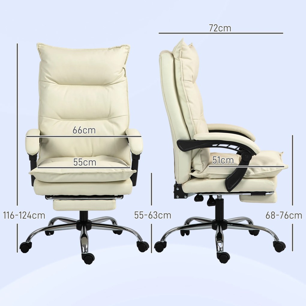 Vinsetto Fotoliu Birou Negru – Rabatabil, Suport Picioare & Ergonomic | Aosom Romania