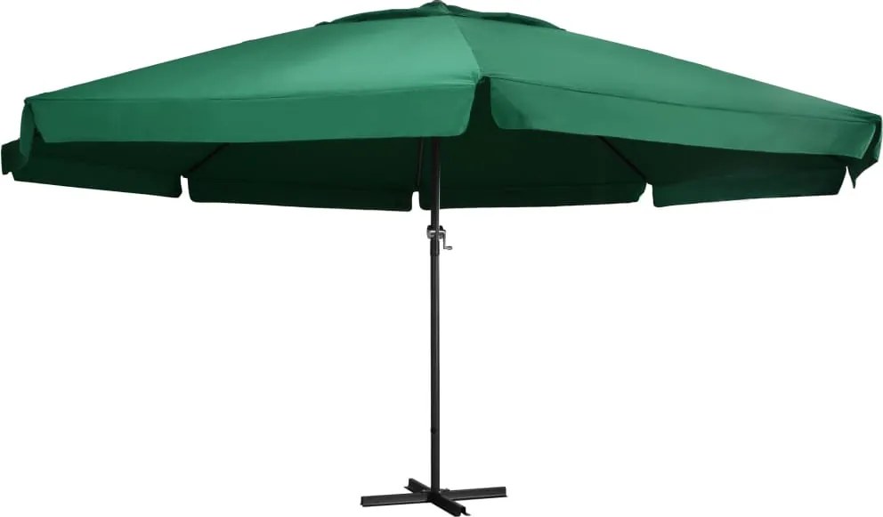 vidaXL Umbrelă de soare de grădină, stâlp aluminiu, verde, 600 cm