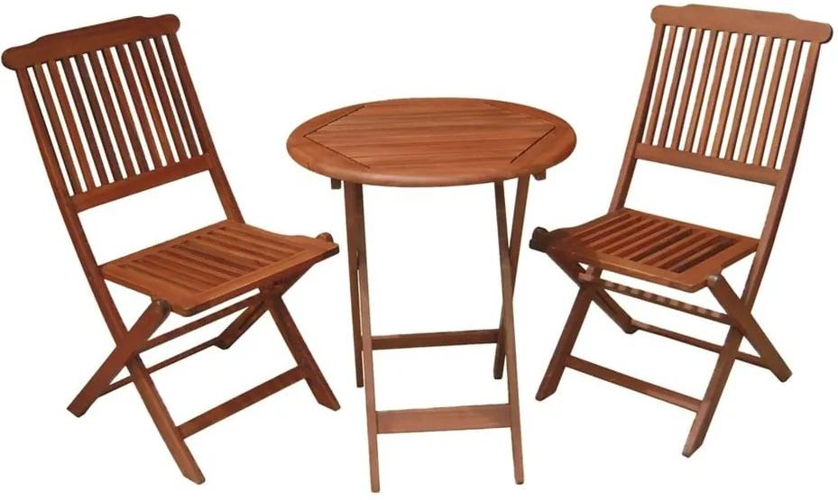 Set masă și 2 scaune din lemn de eucalipt pentru balcon ADDU Prague