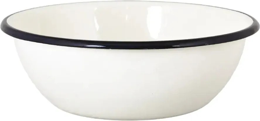 Bol mare vintage din oțel emailat, alb offwhite, Ø20×H7 cm, 1,5L, „Emil's Enamel"