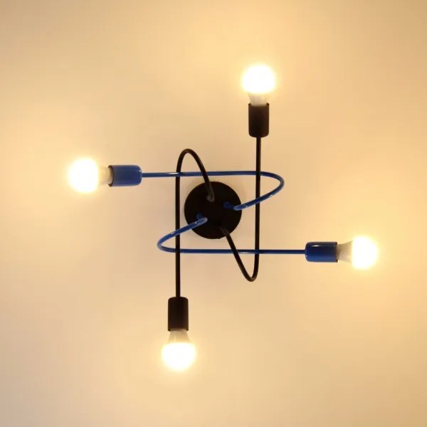 Lustră aplicată OXFORD 4xE27/15W/230V negru/albastru