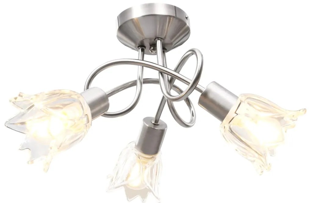 vidaXL Lustră, abajururi de sticlă transparentă, 3 becuri E14, lalea