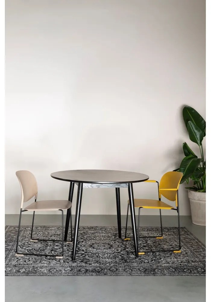 Masă de dining rotundă cu blat cu aspect de lemn de stejar ø 100 cm Fabio – White Label