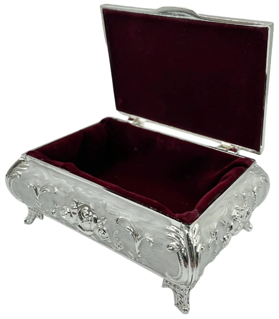 Caseta bijuterii argintata SIMONE, 9x6x4cm