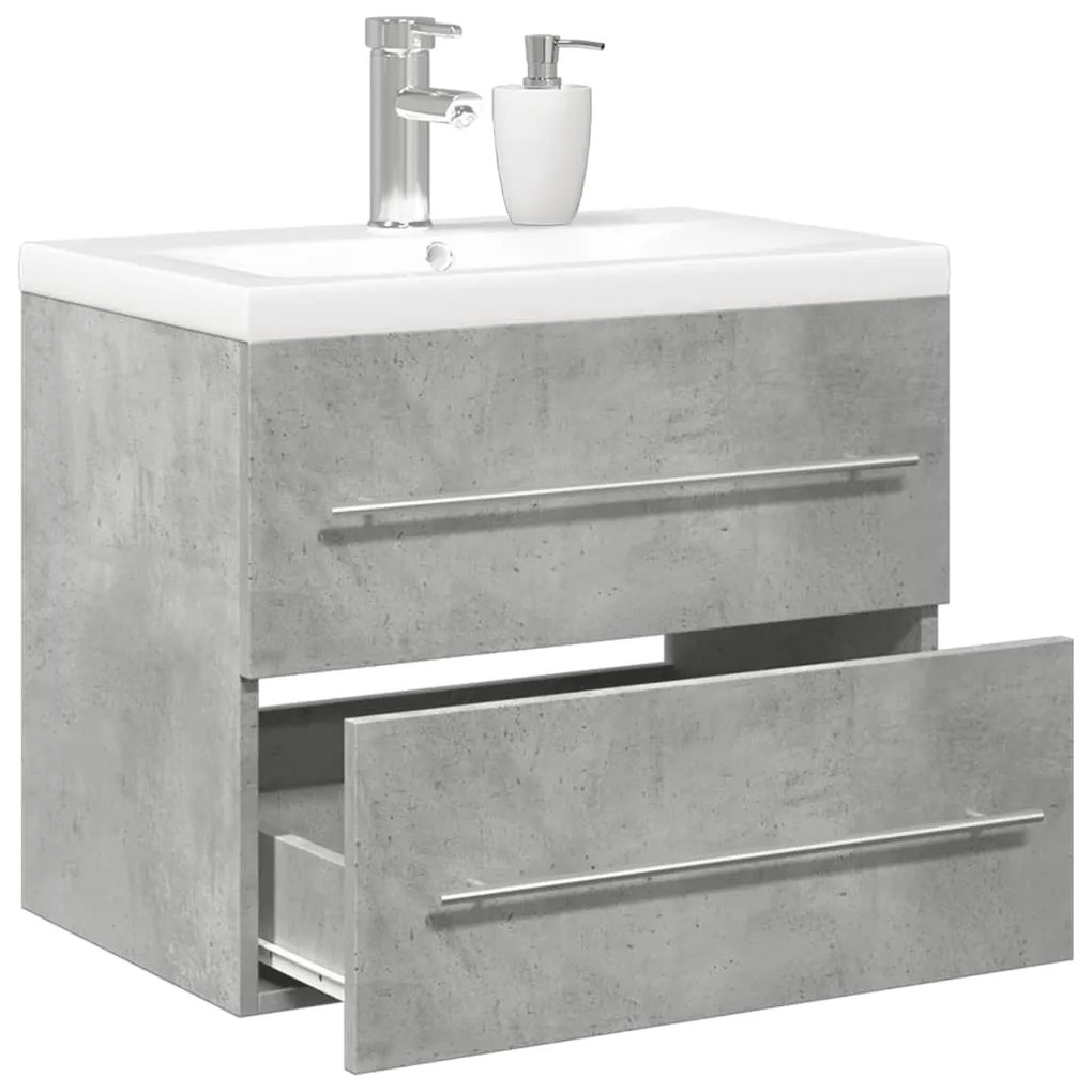vidaXL Set mobilier de baie, 2 piese, gri beton, lemn compozit