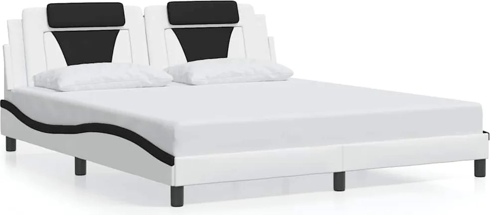 vidaXL Cadru de pat Viana fără saltea alb și negru 180x200cm piele artificială