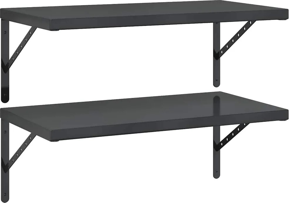 vidaXL Rafturi de perete 2 buc., 75x40 cm, negru oțel inoxidabil