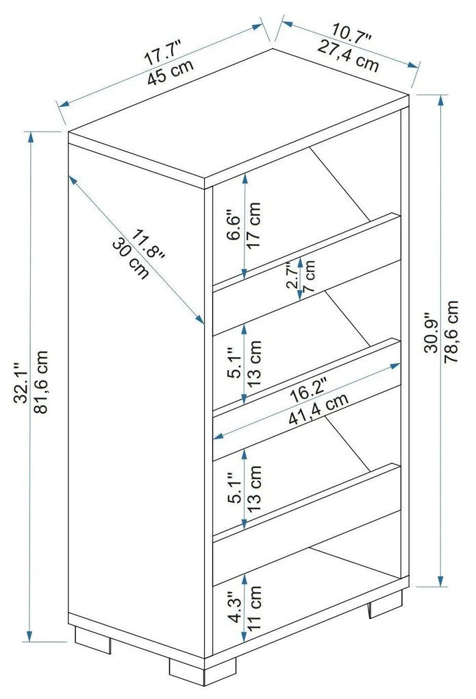 Pantofar Nasem Large, 4 Compartimente, 45 x 82 x 28 cm