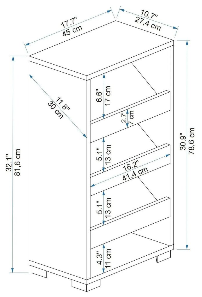 Pantofar Nasem Large, 4 Compartimente, 45 x 82 x 28 cm