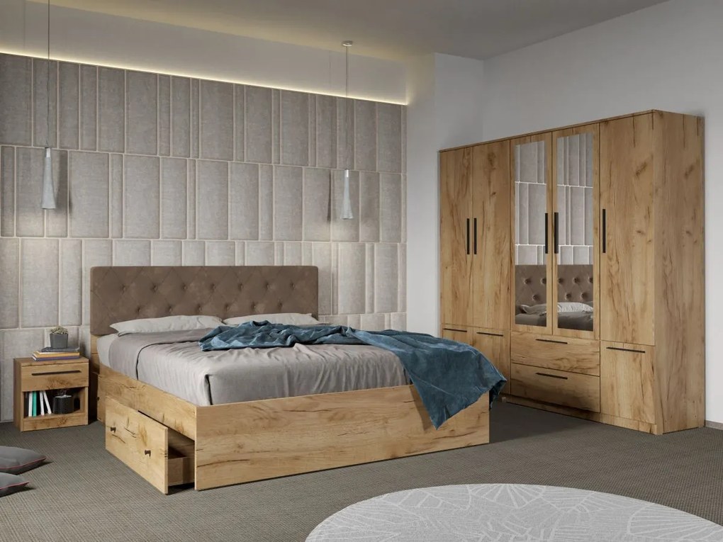 Set mobila dormitor 4 piese Stejar Levi C12