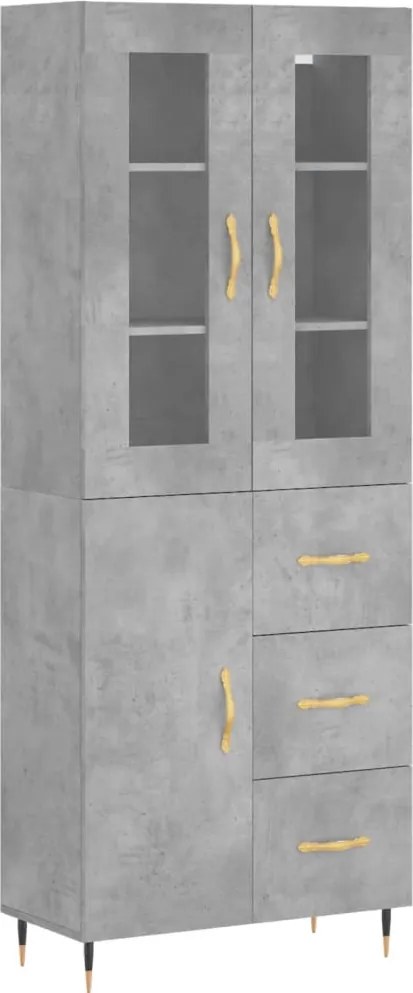 vidaXL Dulap înalt, gri beton, 69,5x34x180, lemn compozit