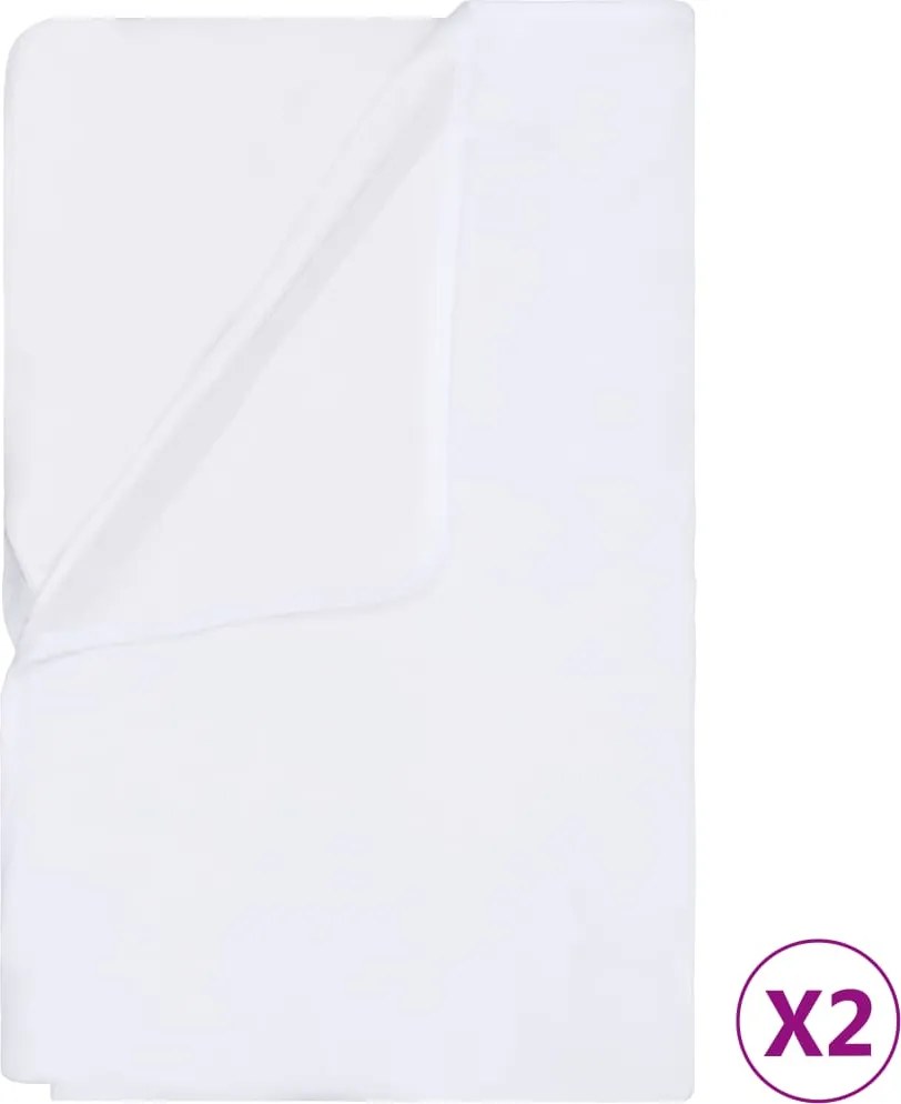 vidaXL Protecții saltea impermeabile, 2 buc., alb, 140x200 cm, bumbac