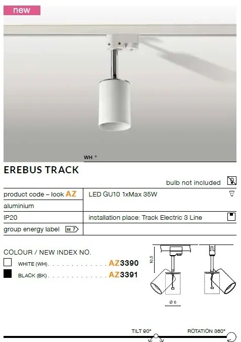 Spot directionabil pe sina EREBUS TRACK alb ZZ AZ3390
