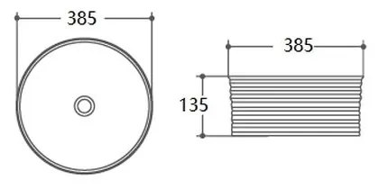 Lavoar pe blat alb lucios 39 cm, rotund, Fluminia Theia