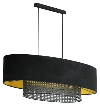 Lustră pe cablu Duolla DOUBLE OVAL RATTAN 2xE27/15W/230V negru/ratan