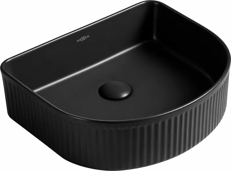 Mexen Grovo lavoar de blat canelat 41 x 36 cm, negru mat - 22304285