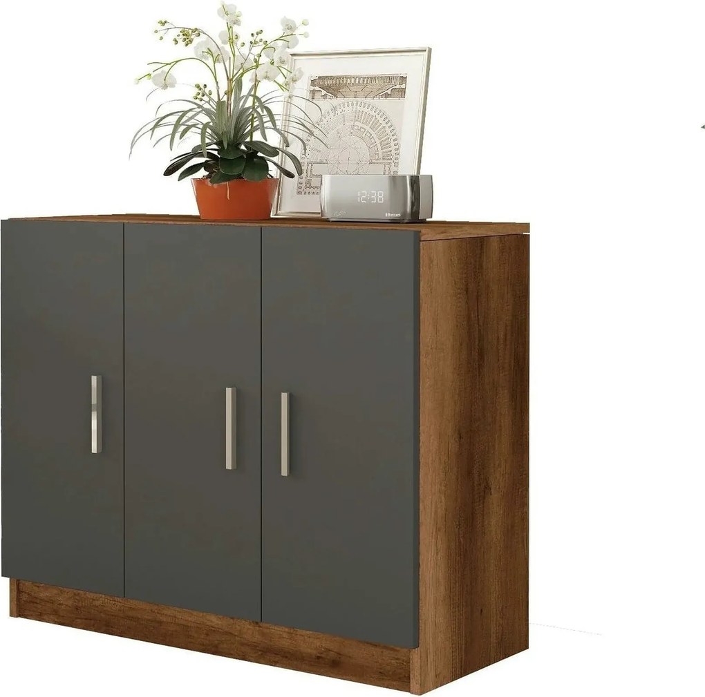 Comoda 956LCS1501, nuc/gri, PAL melaminat, 89x38x74 cm