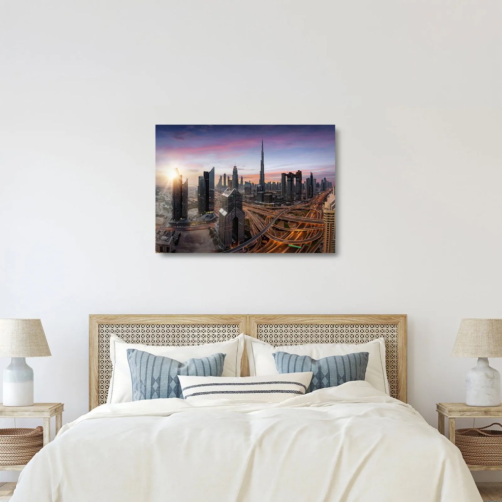Tablou pe sticlă - Panorama din Dubai (70x50 cm)