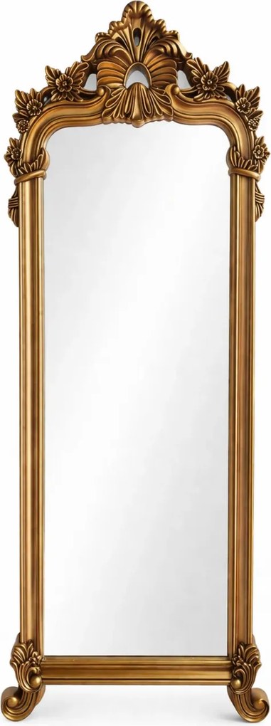 Oglindă decorativă de perete, ramă aurie antichizată, 168 x 69 cm