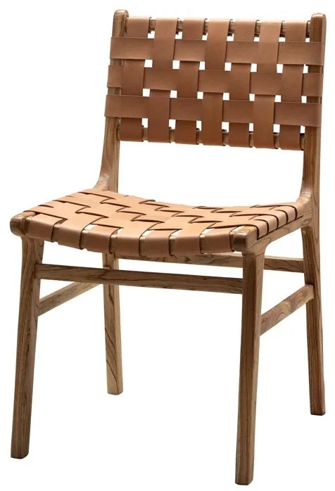 Scaun dining, maro, din piele naturala si lemn de mango, Itura