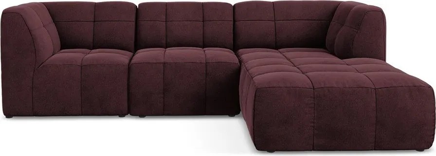 Colțar burgundy cu tapițerie din catifea (cu colț pe partea dreaptă/cu șezlong) Aloha – Makamii