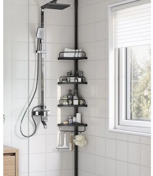 Poliță de colț pentru baie DEX, neagră