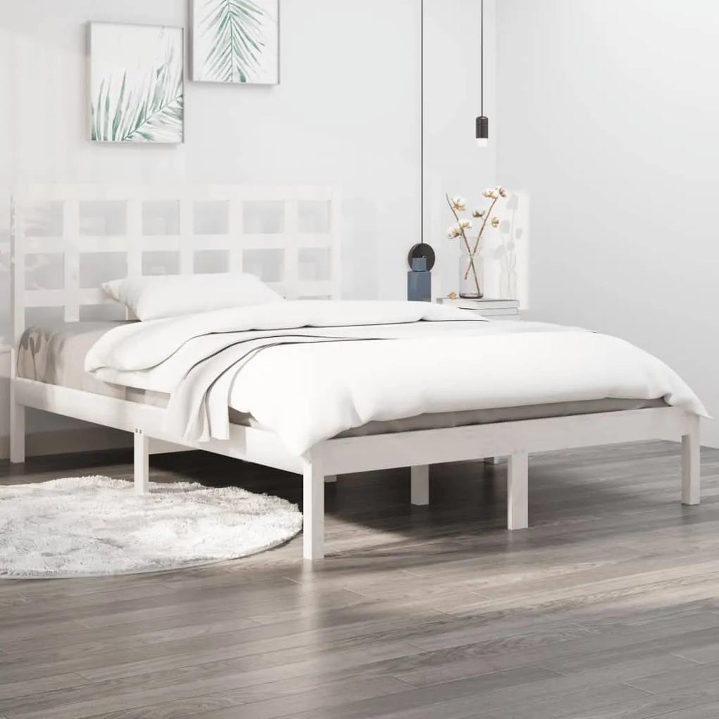 3105471 vidaXL Cadru de pat, alb, 140x200 cm, lemn masiv