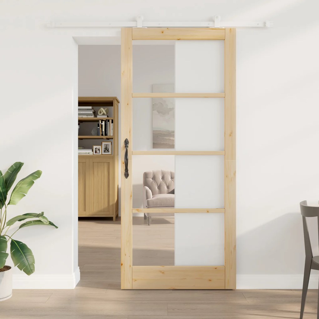 vidaXL Ușă glisantă Manual ORKDAL Maro 93 x 211 cm Lemn și metal