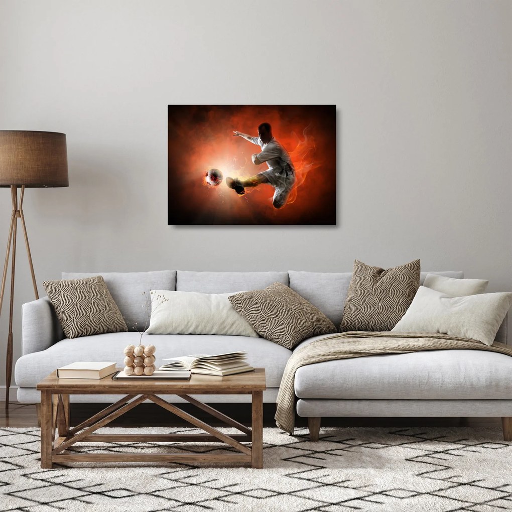Tablou pe sticlă - Fotbalistul (70x50 cm)