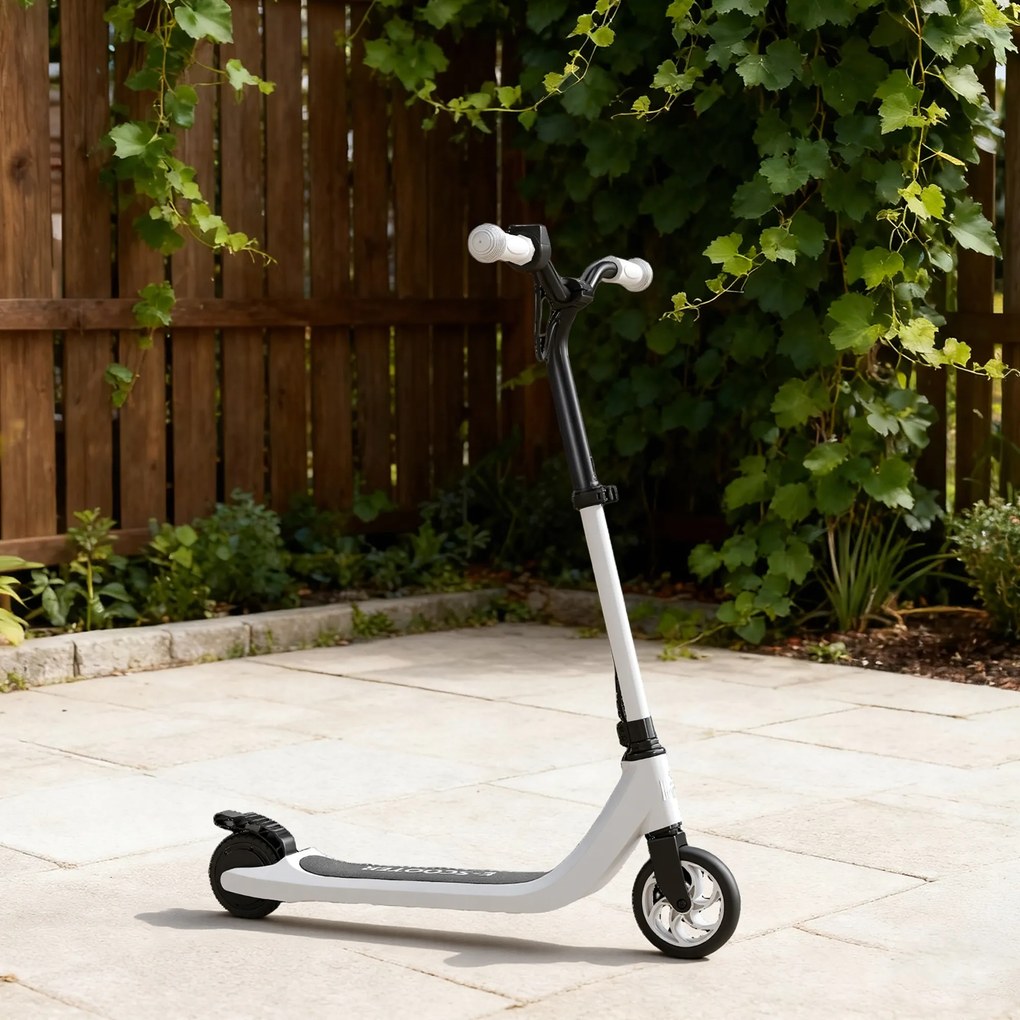HOMCOM E-Scooter, trotinetă electrică, autonomie 6 km, de la 6 ani, cadru din oțel, negru+alb, 76 x 53 x 95cm | Aosom Romania